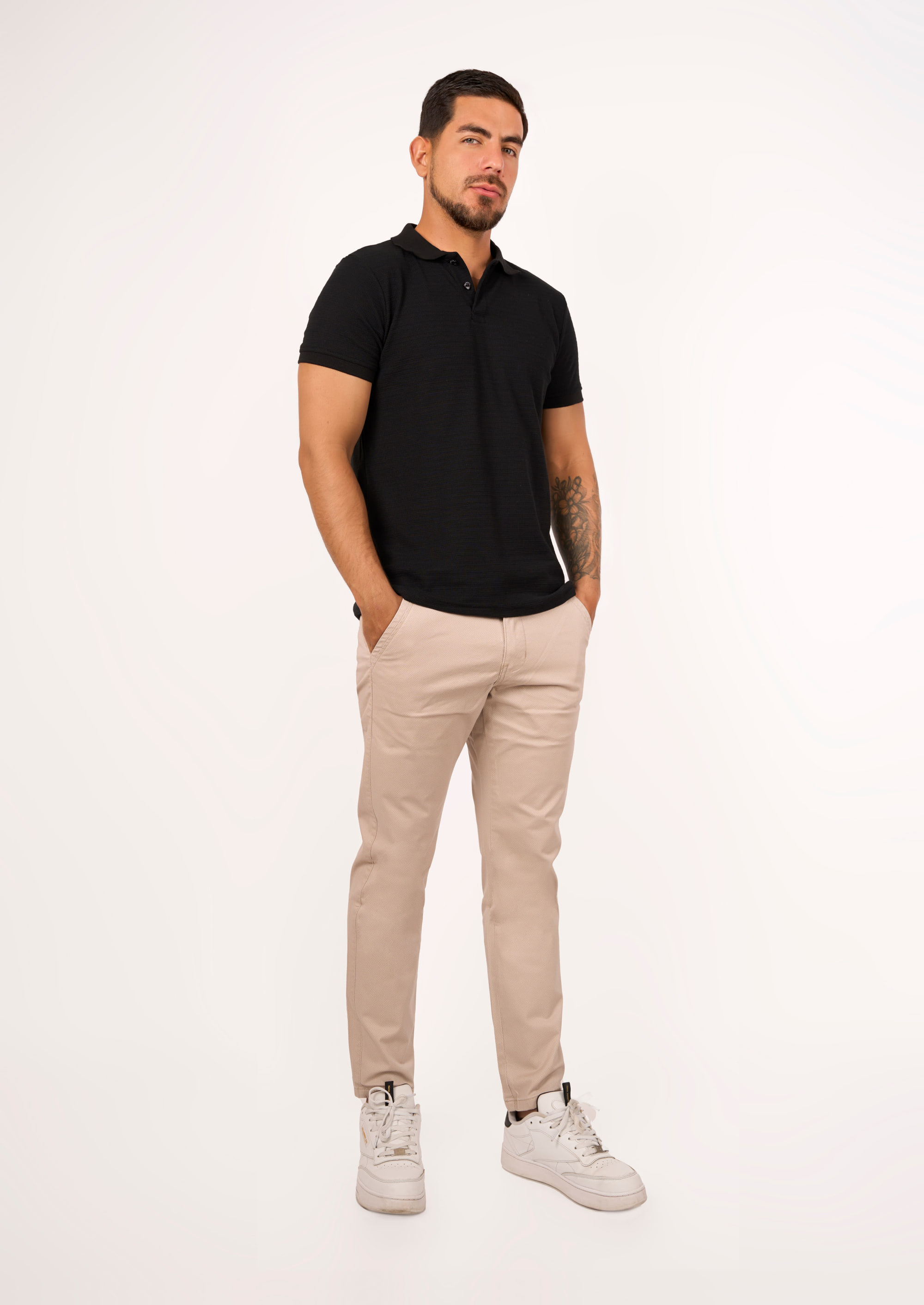 Pantalón Drill Estampado Beige