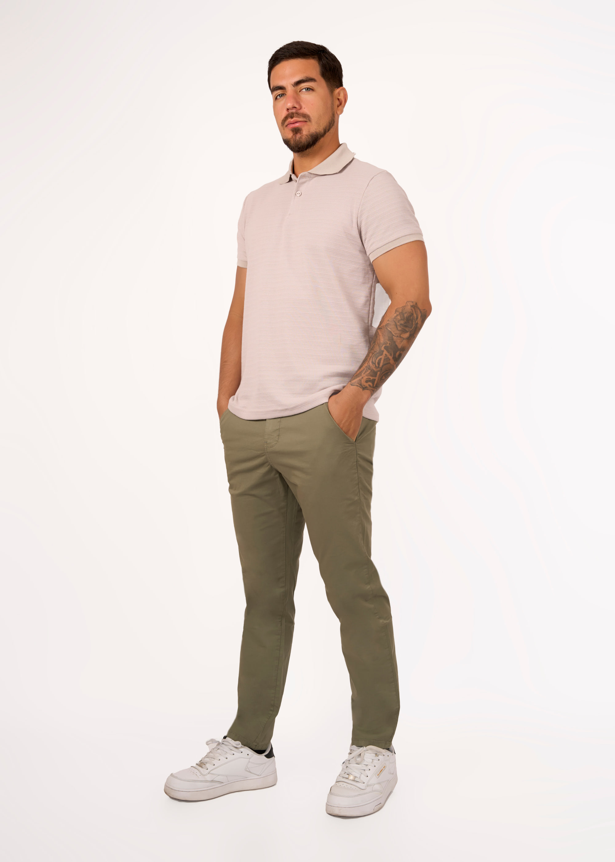 Pantalón Drill Moda Verde Cemento