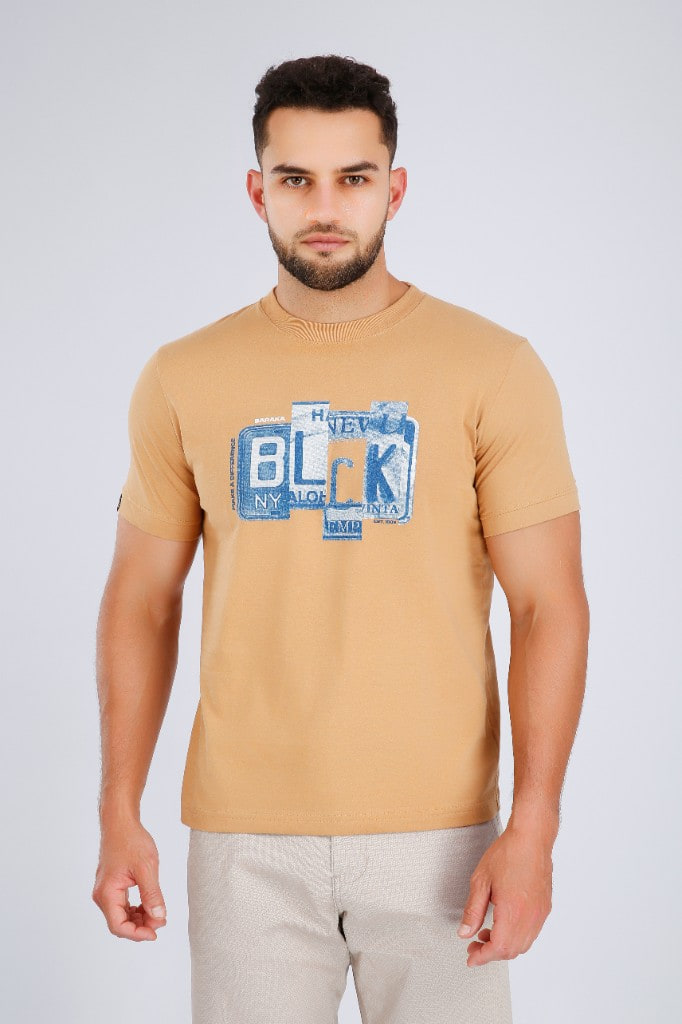 Polo Estampado Block Camel