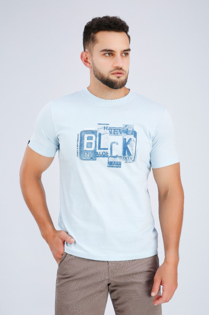 Polo Estampado Block Celeste