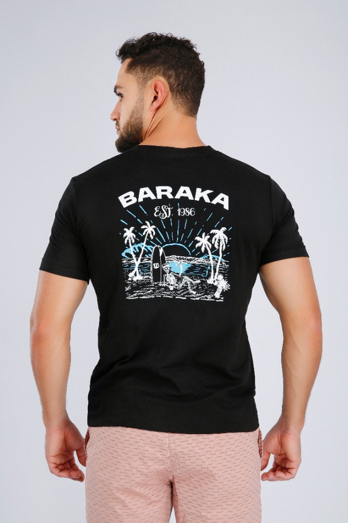 Polo Estampado Surf Negro