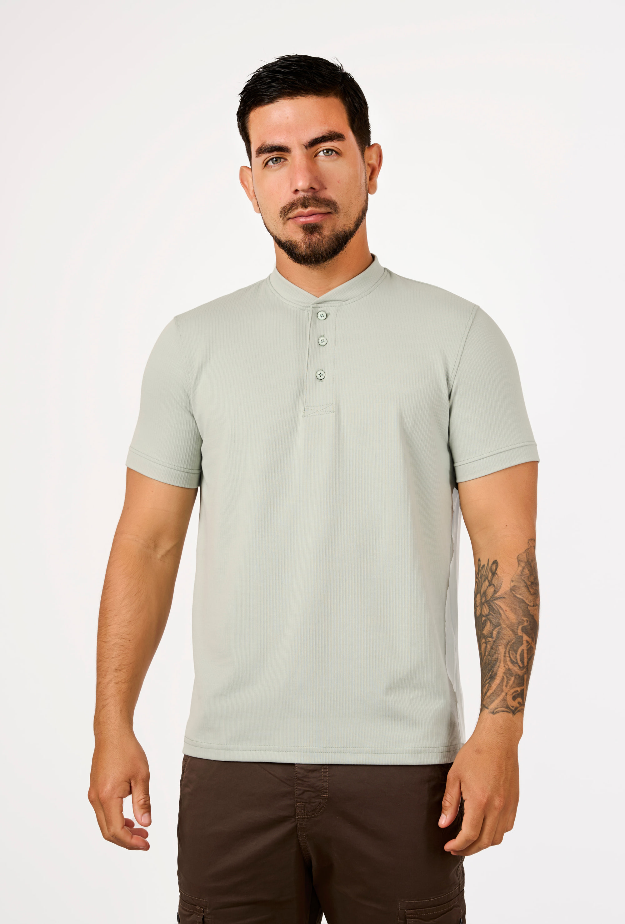 Polo Cuello Nerú Verde Cemento