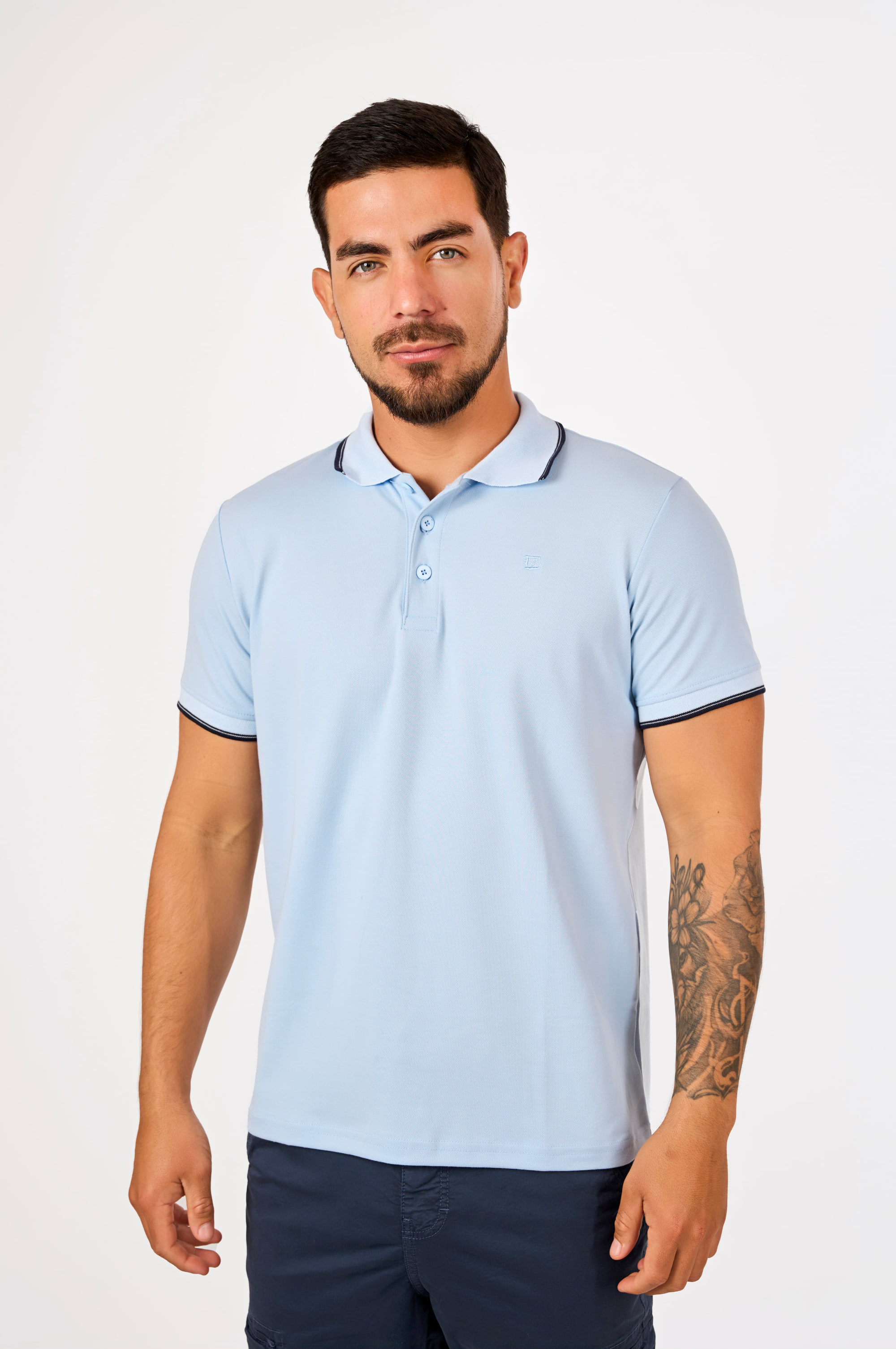Polo Camisero Piqué Celeste