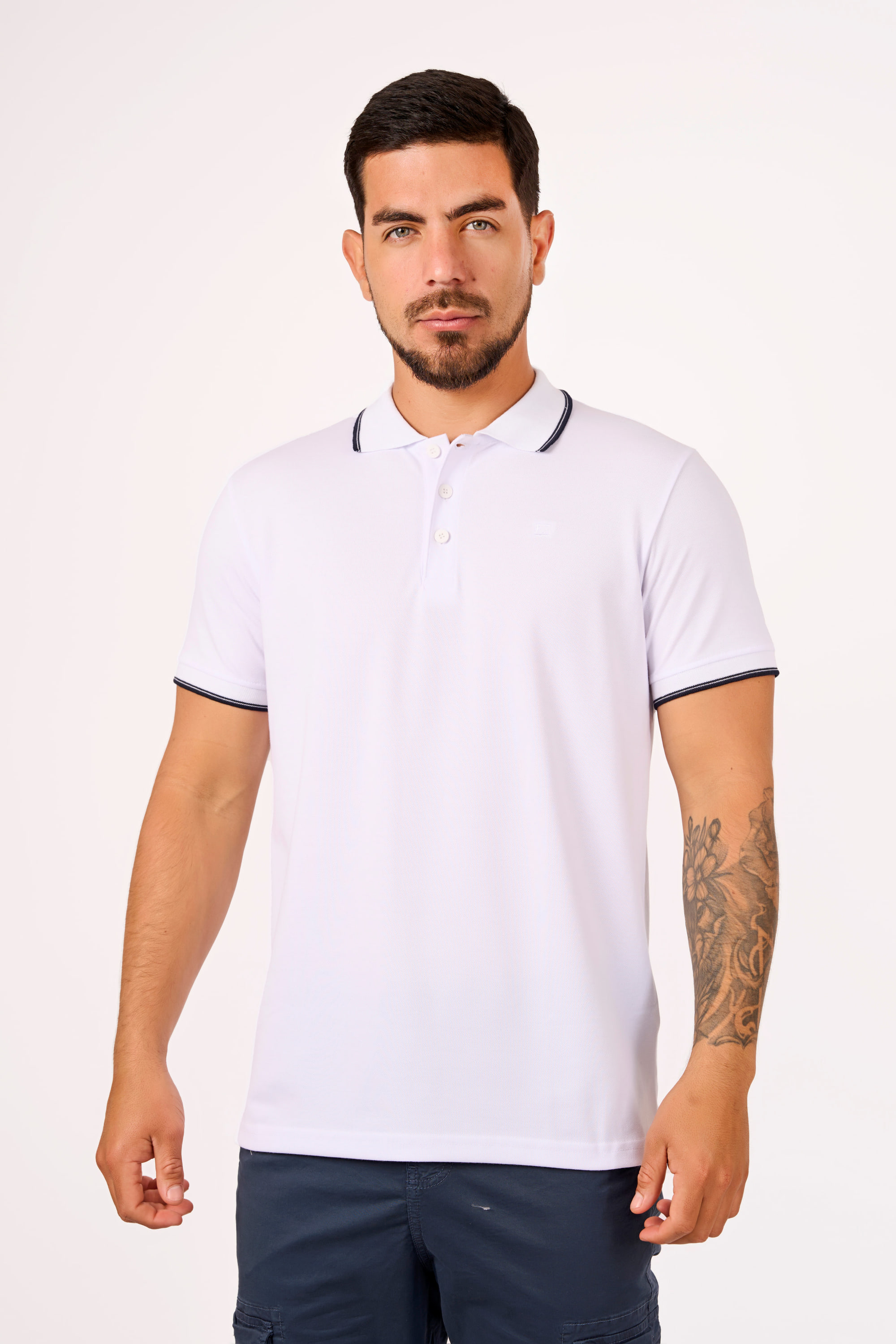Polo Camisero Piqué Blanco