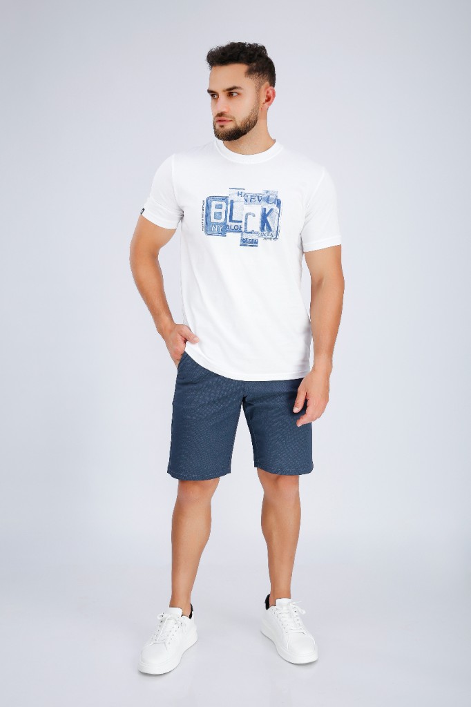 Bermuda Estampada con Correa Azul