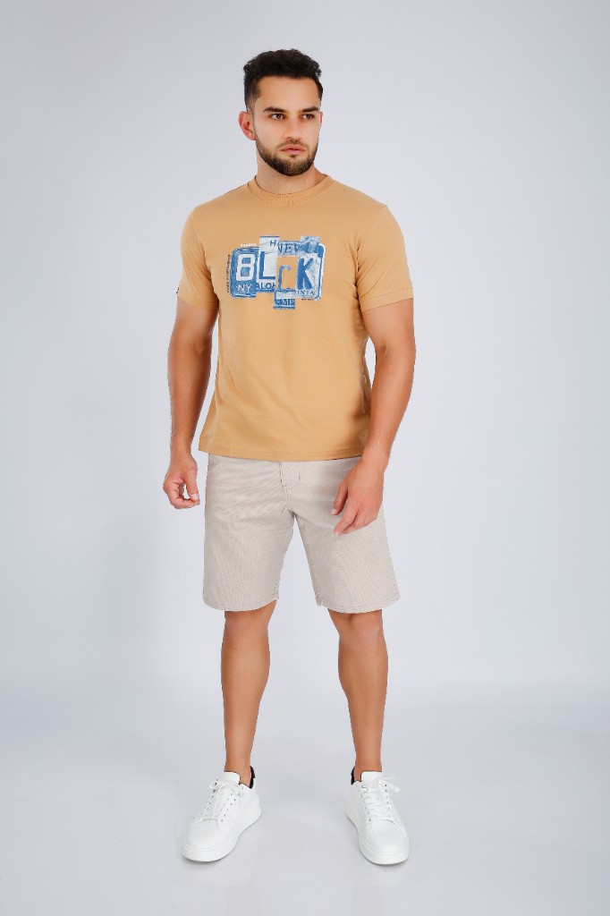 Bermuda Estampada con Correa Beige