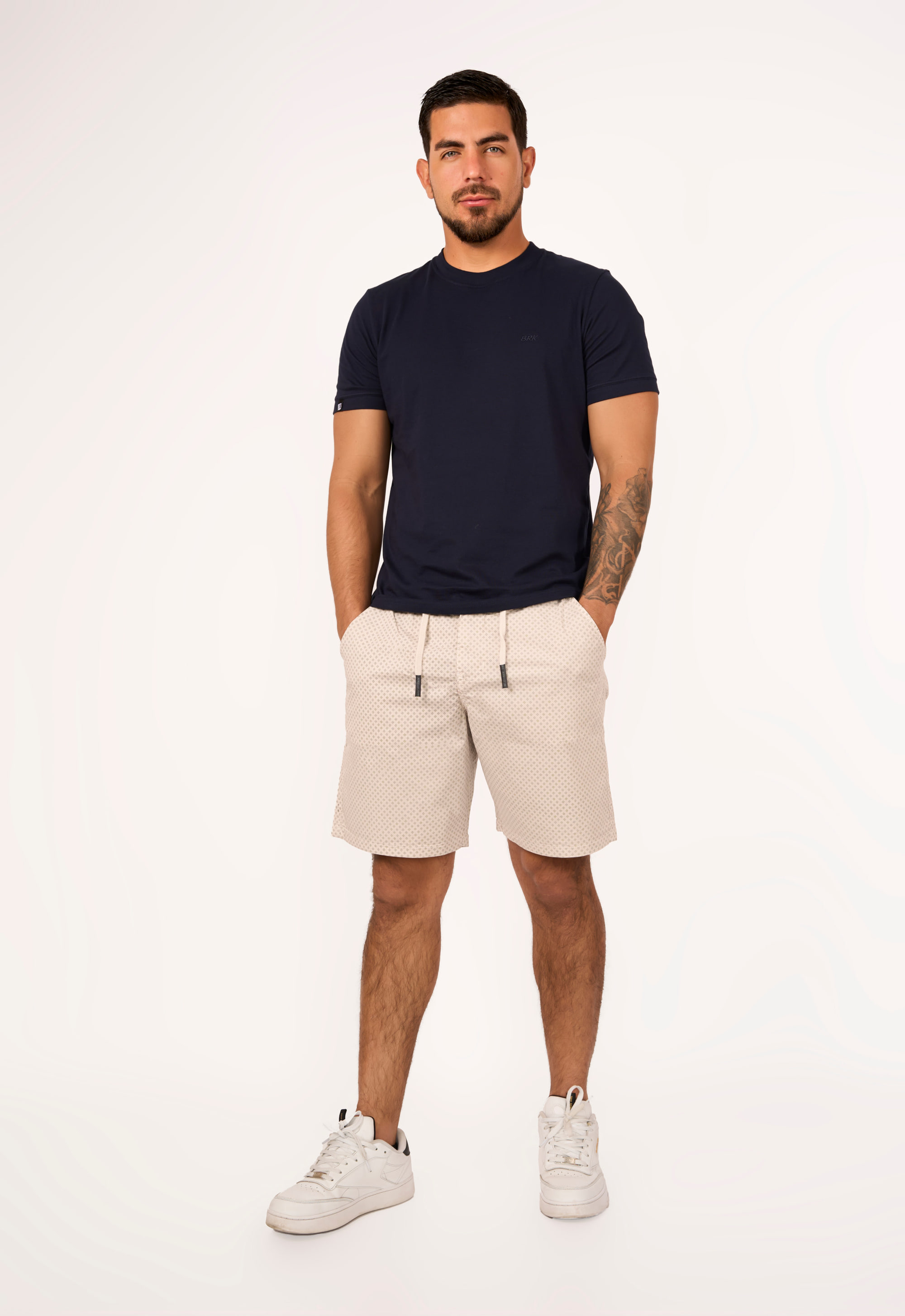 Short Estampado Rombo Hueso